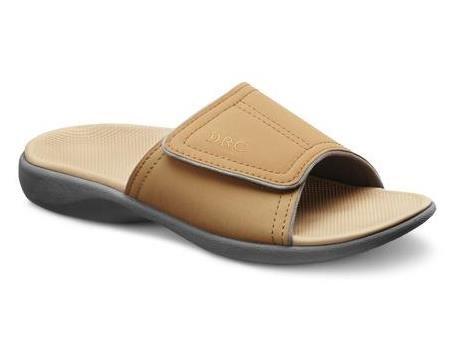 Dr. Comfort Connor Men's Supportive Slide Sandals - Camel