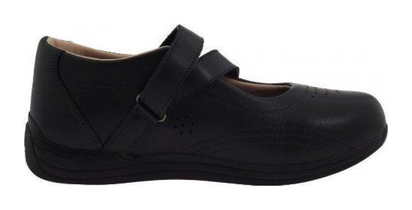 Drew Orchid - Women's Criss Cross Velcro Strap Shoe - Black Calf