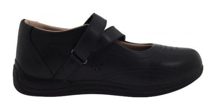 Drew Orchid - Women's Criss Cross Velcro Strap Shoe - Black Calf