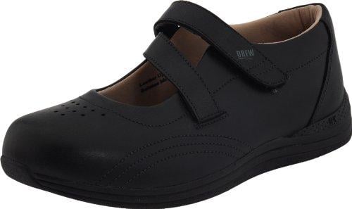 Drew Orchid - Women's Criss Cross Velcro Strap Shoe - Black Calf