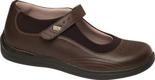 Drew Rose - Women's Mary Jane Velcro Strap Shoe - Brown Combo