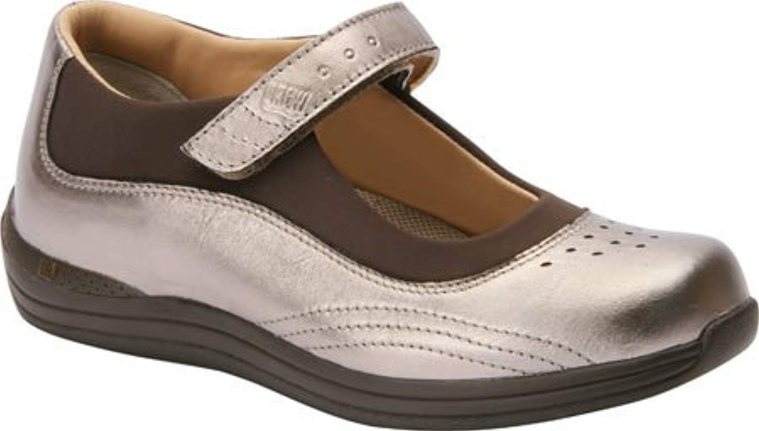 Drew Rose - Women's Mary Jane Velcro Strap Shoe - Pewter/Metallic