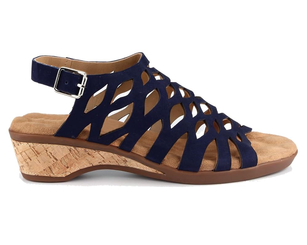 Ros Hommerson Katia Women's Comfort Wedge Sandal - Navy Nubuck