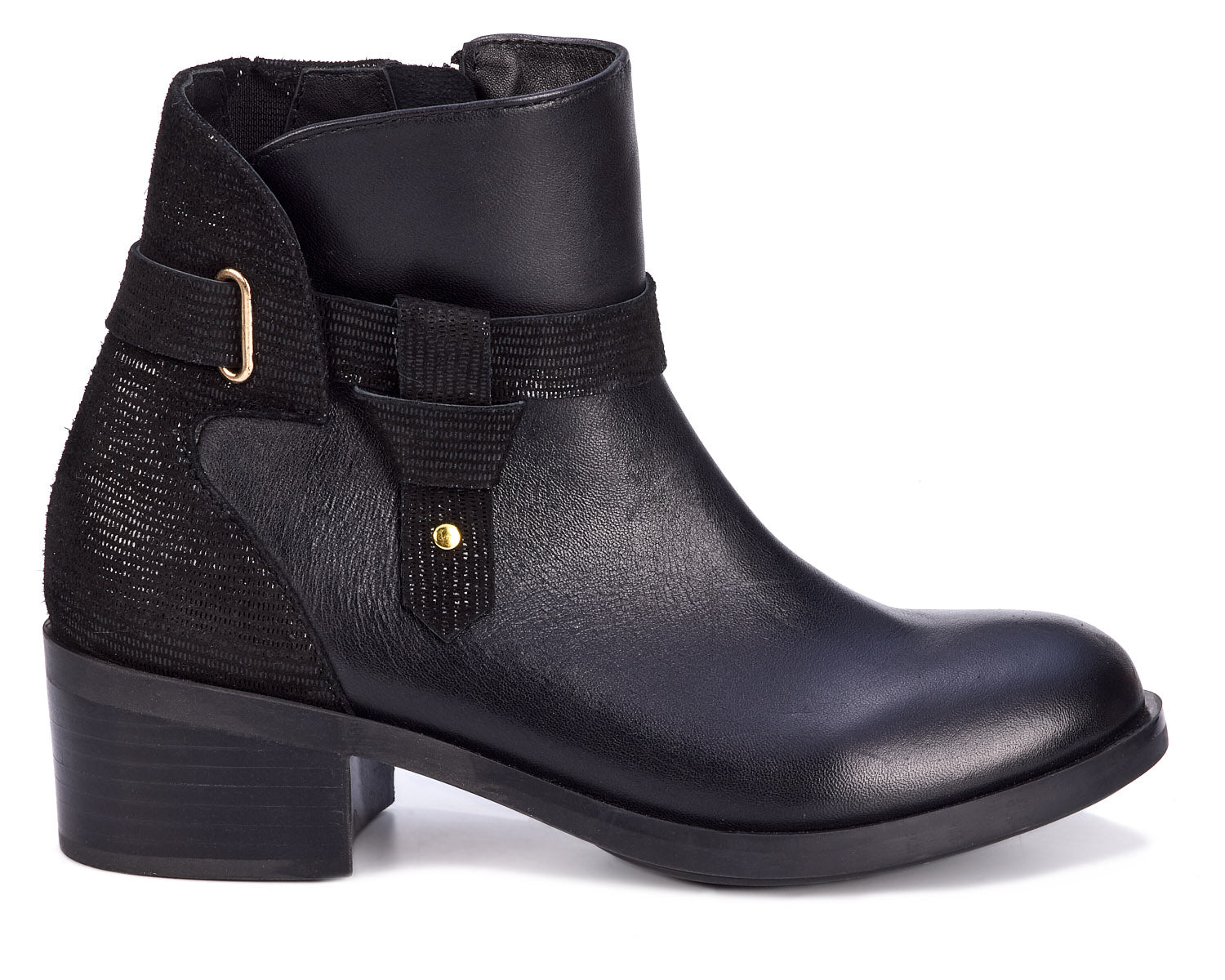 Ros Hommerson Delia Women's Leather Bootie - Black Napa Leather - Outside View