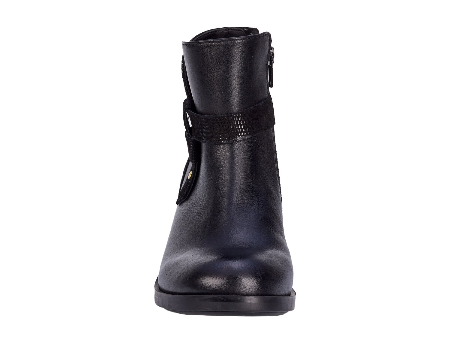 Ros Hommerson Delia Women's Leather Bootie - Black Napa Leather - Front View