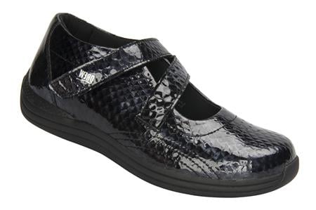 Drew Orchid - Women's Criss Cross Velcro Strap Shoe - Black Print