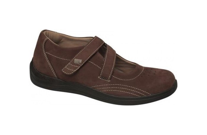 Drew Orchid - Women's Criss Cross Velcro Strap Shoe - Brown Nubuck