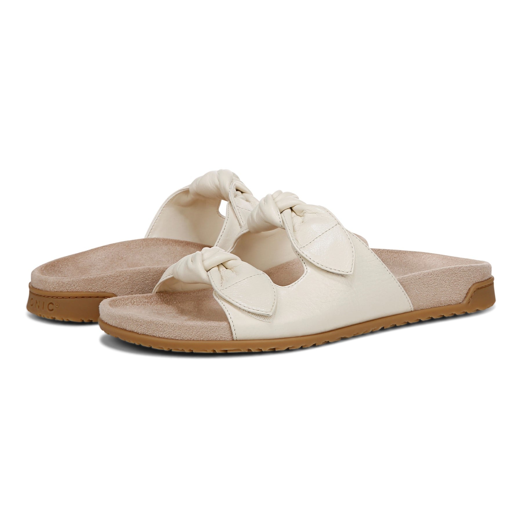 Vionic Women's Elara Comfort Slide Sandals - Ivory - pair left angle