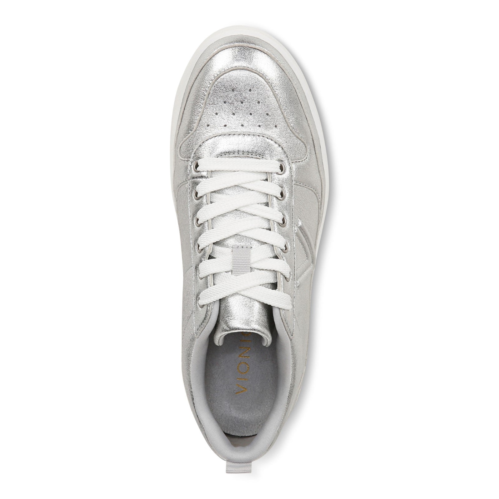 Vionic Elise Women's Leather Casual Comfort Sneakers - Silver - Top