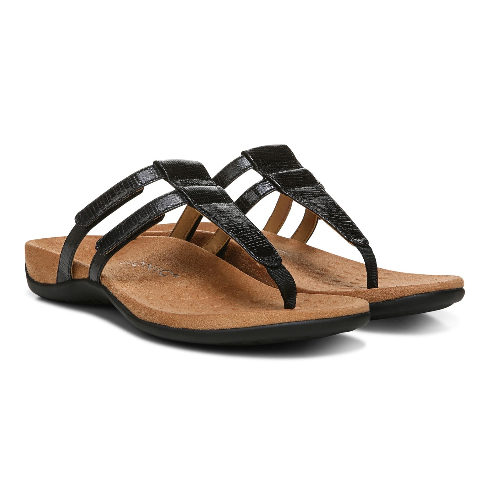 Vionic Elvia - Women's Adjustable Slip-on Orthotic Sandal  - Black Syn Pair