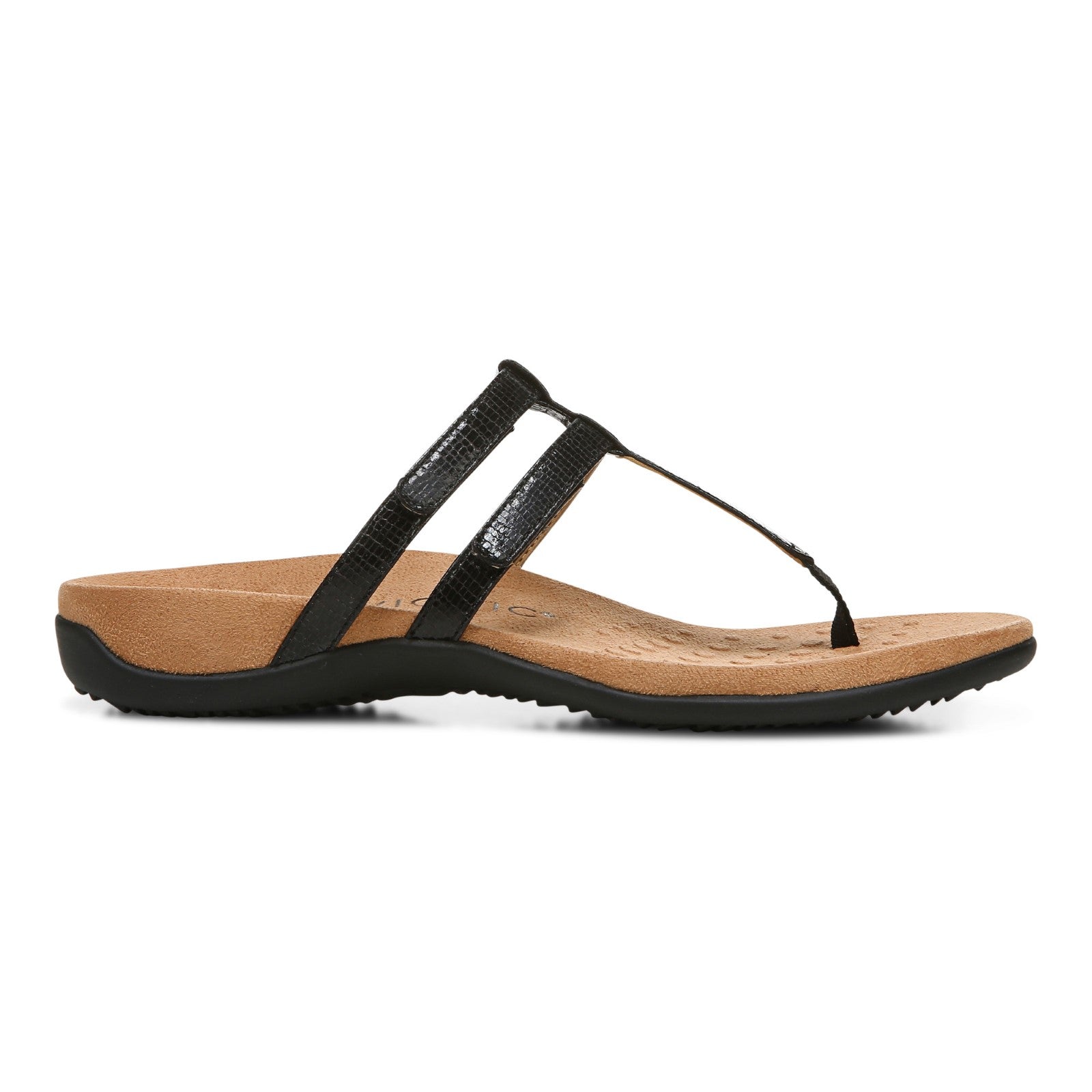Vionic Elvia - Women's Adjustable Slip-on Orthotic Sandal  - Black Syn Right side