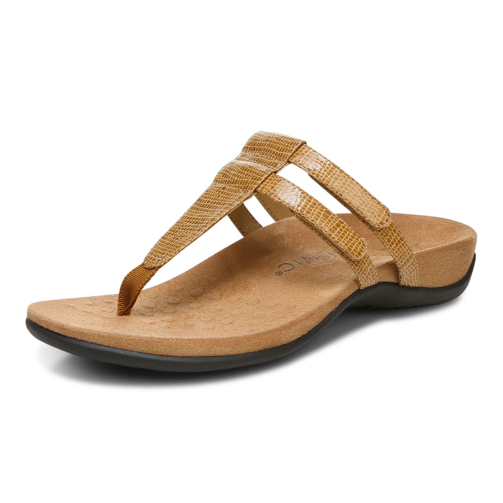 Vionic Elvia - Women's Adjustable Slip-on Orthotic Sandal  - Toffee Syn Left angle