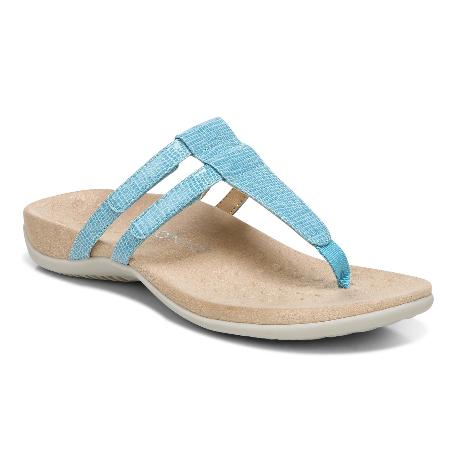 Vionic Elvia - Women's Adjustable Slip-on Orthotic Sandal  - Porcelain Blue Syn Angle main