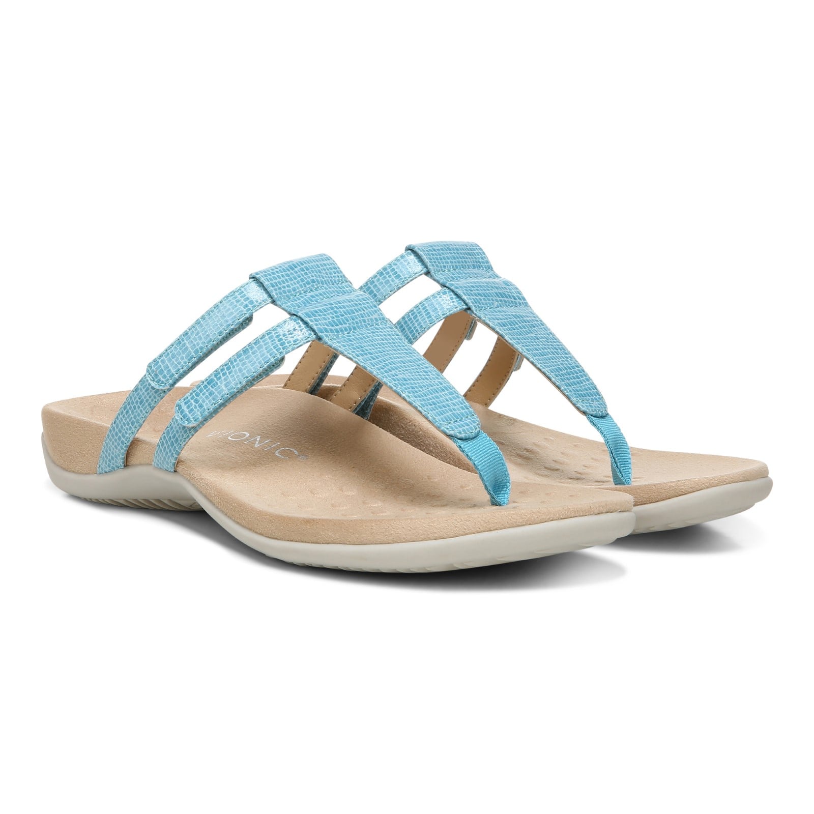 Vionic Elvia - Women's Adjustable Slip-on Orthotic Sandal  - Porcelain Blue Syn Pair