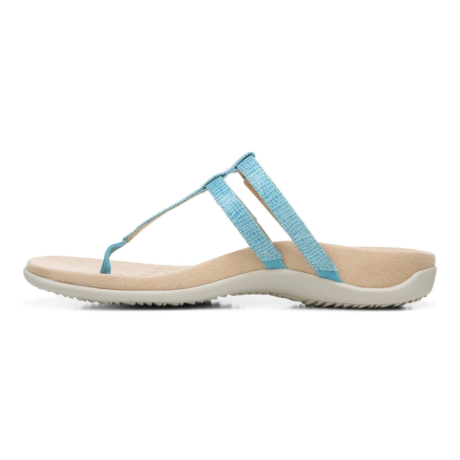 Vionic Elvia - Women's Adjustable Slip-on Orthotic Sandal  - Porcelain Blue Syn Left Side