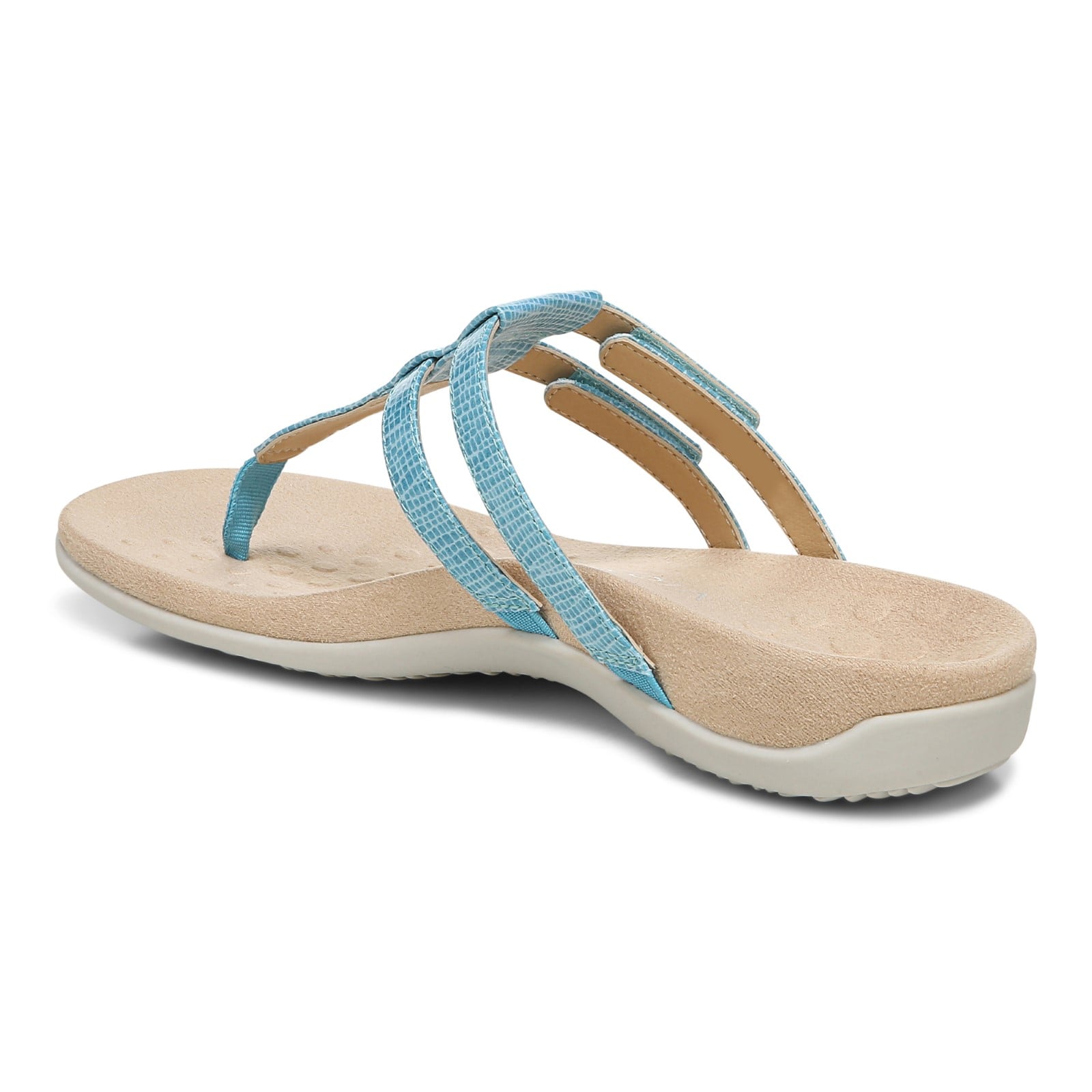 Vionic Elvia - Women's Adjustable Slip-on Orthotic Sandal  - Porcelain Blue Syn Back angle