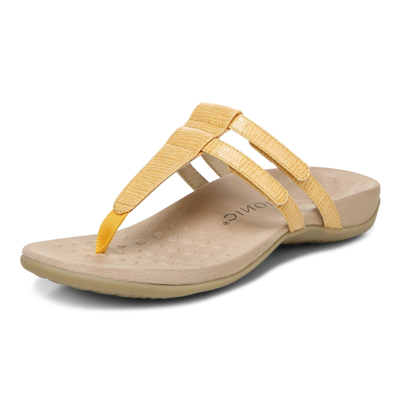 Vionic Elvia - Women's Adjustable Slip-on Orthotic Sandal  - Marigold Syn Left angle