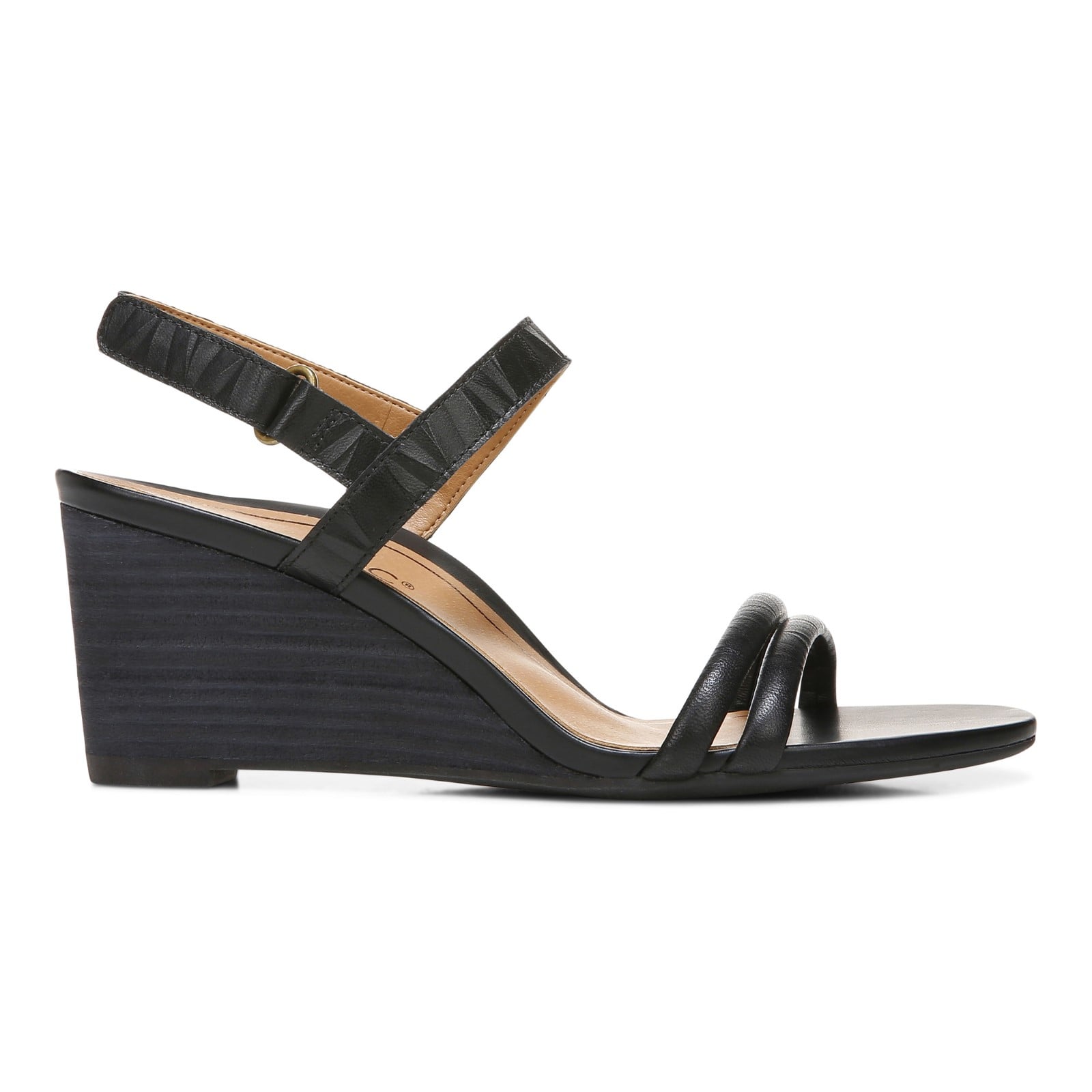 Vionic Emmy Woemn's Backstrap Wedge Sandal - Black Embossed - Right side