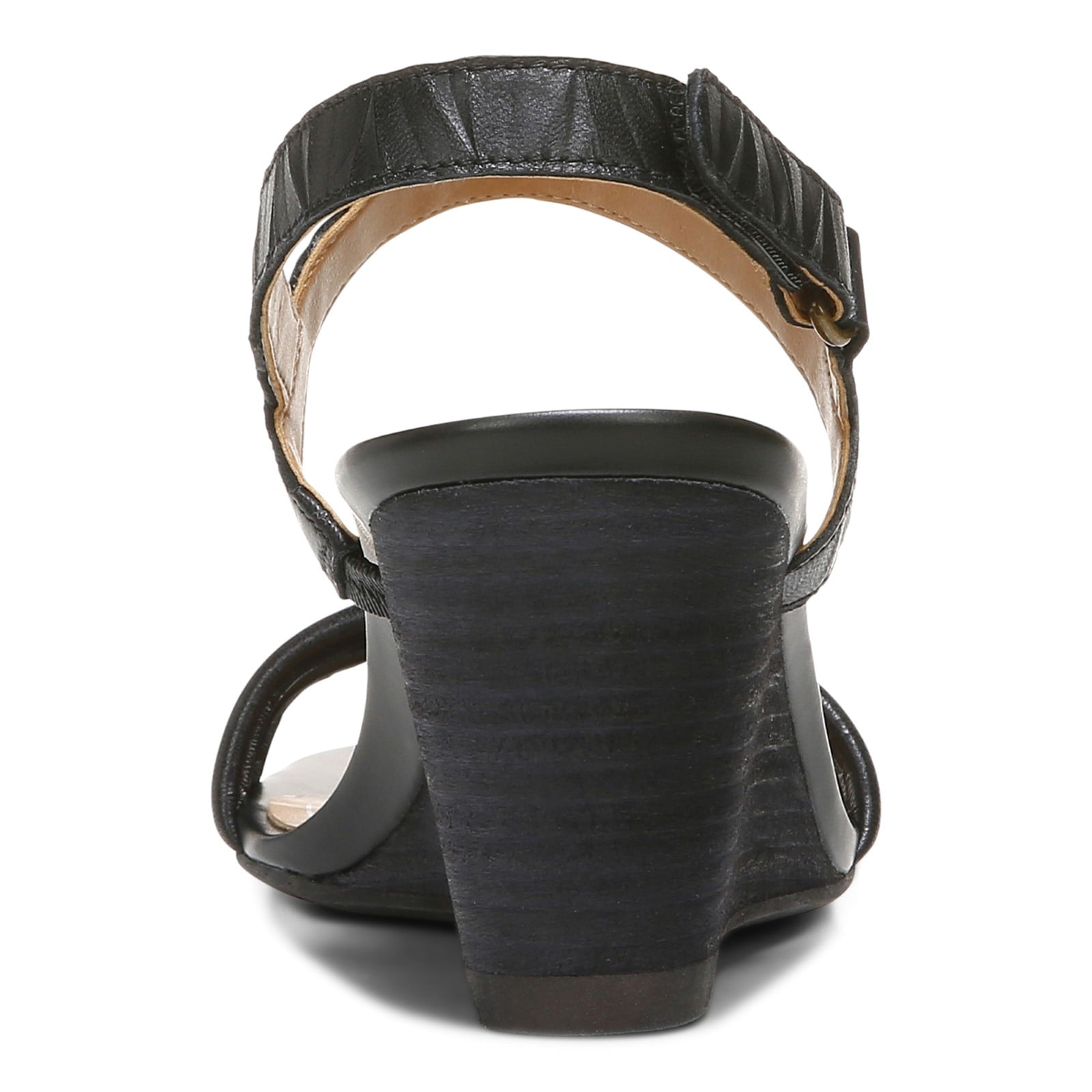 Vionic Emmy Woemn's Backstrap Wedge Sandal - Black Embossed - Back