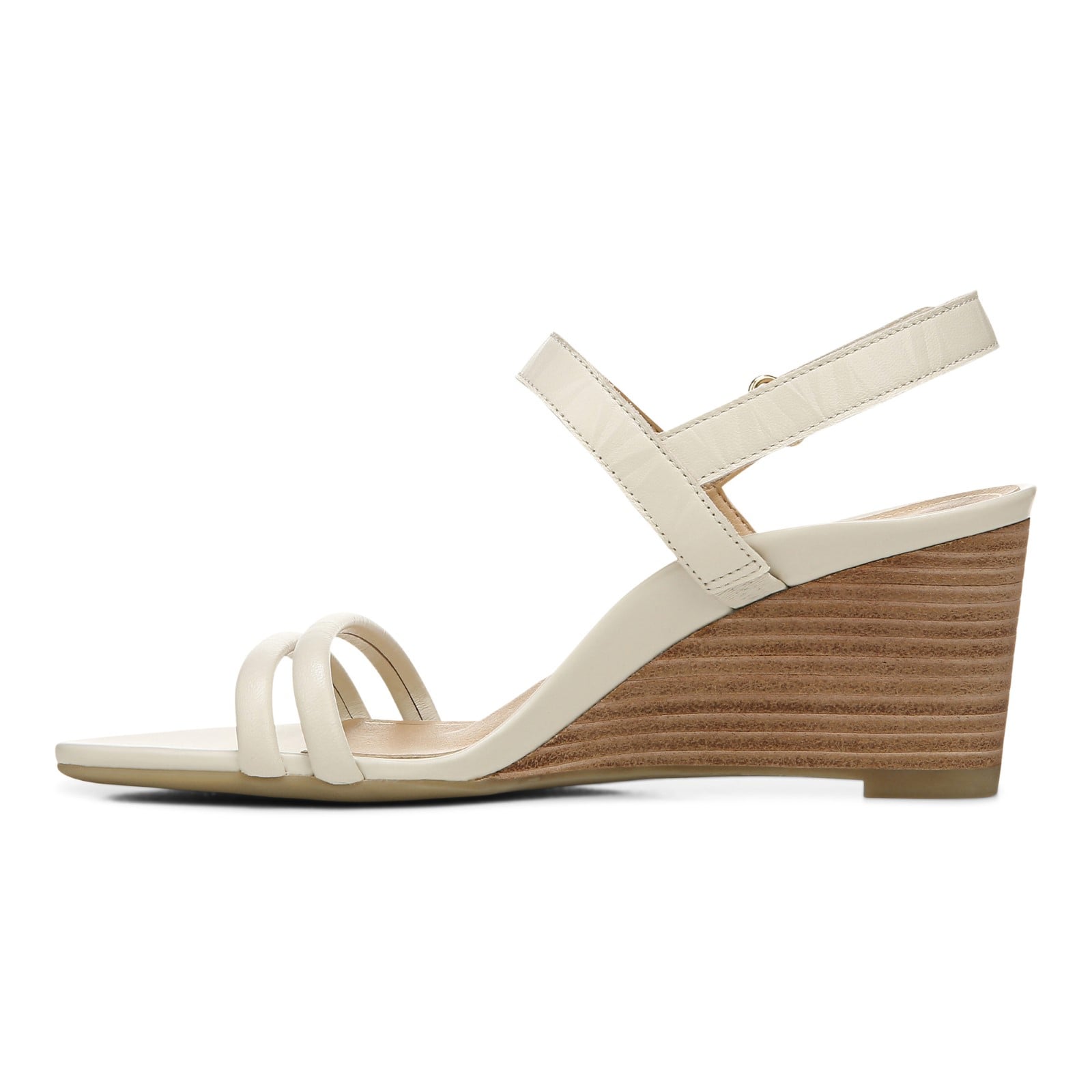 Vionic Emmy Woemn's Backstrap Wedge Sandal - Cream Embossed - Left Side