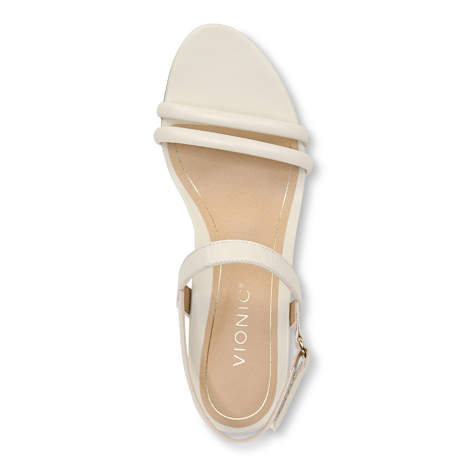 Vionic Emmy Woemn's Backstrap Wedge Sandal - Cream Embossed - Top