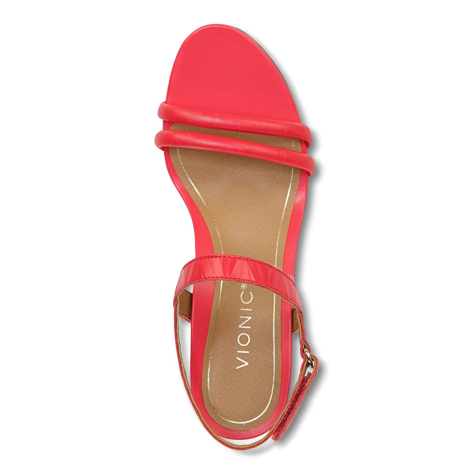 Vionic Emmy Woemn's Backstrap Wedge Sandal - Poppy Embossed - Top