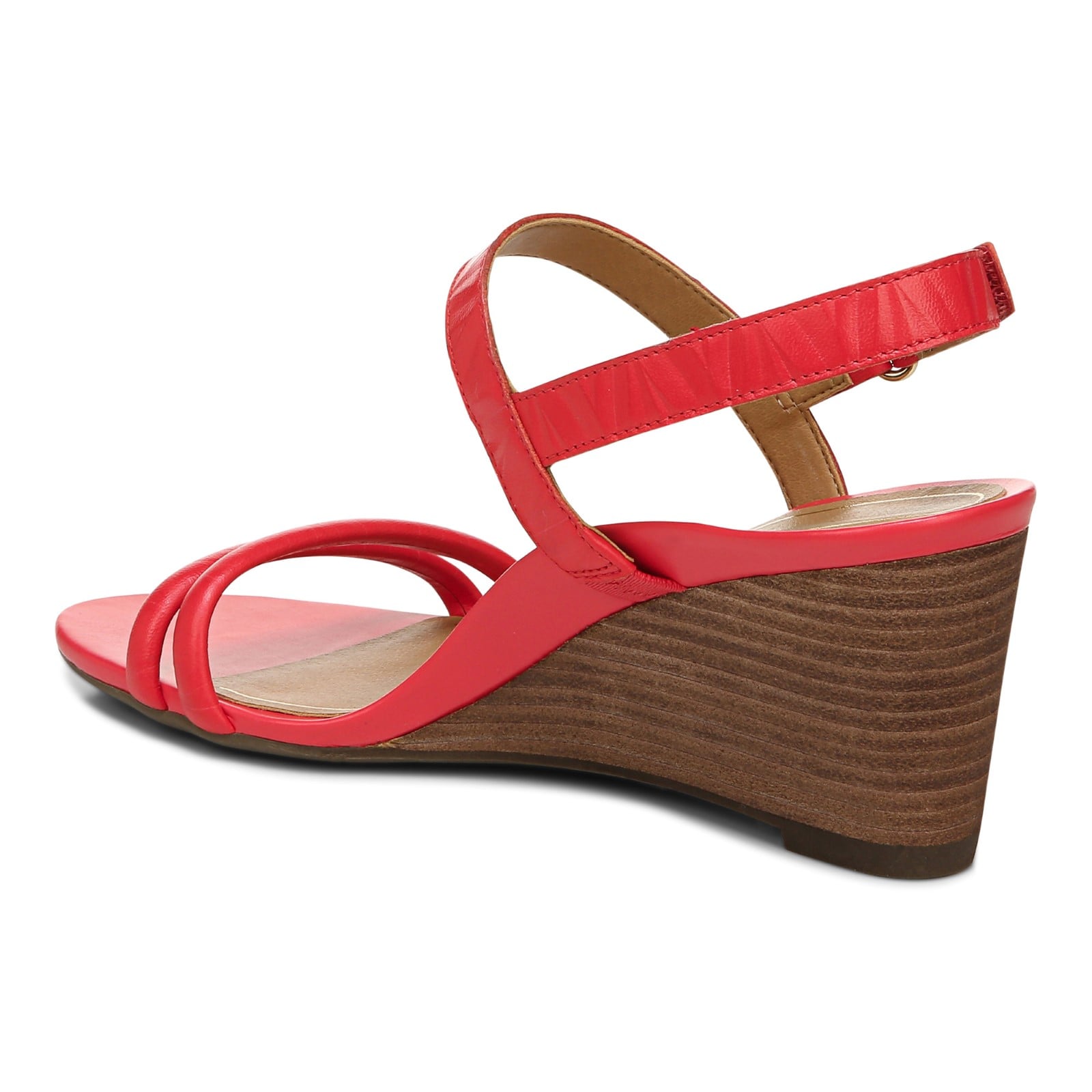 Vionic Emmy Woemn's Backstrap Wedge Sandal - Poppy Embossed - Back angle
