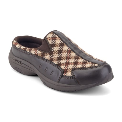 Easy Spirit Traveltime Dark Brown Plaid Multi Women's Slip-On Mule - Dark Brown Plaid Multi - view 1