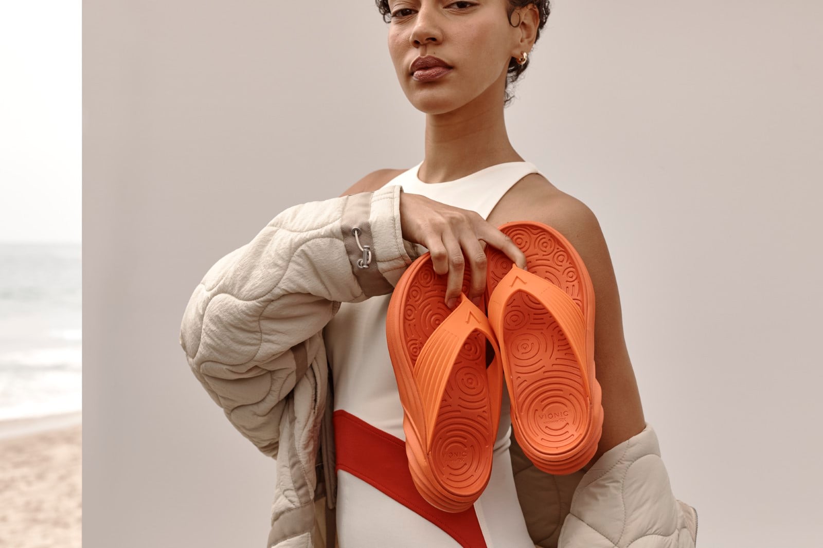 Vionic Tide RX Unisex Recovery Cushioned Orthotic Sandal - Tangerine Tango - 0164-med