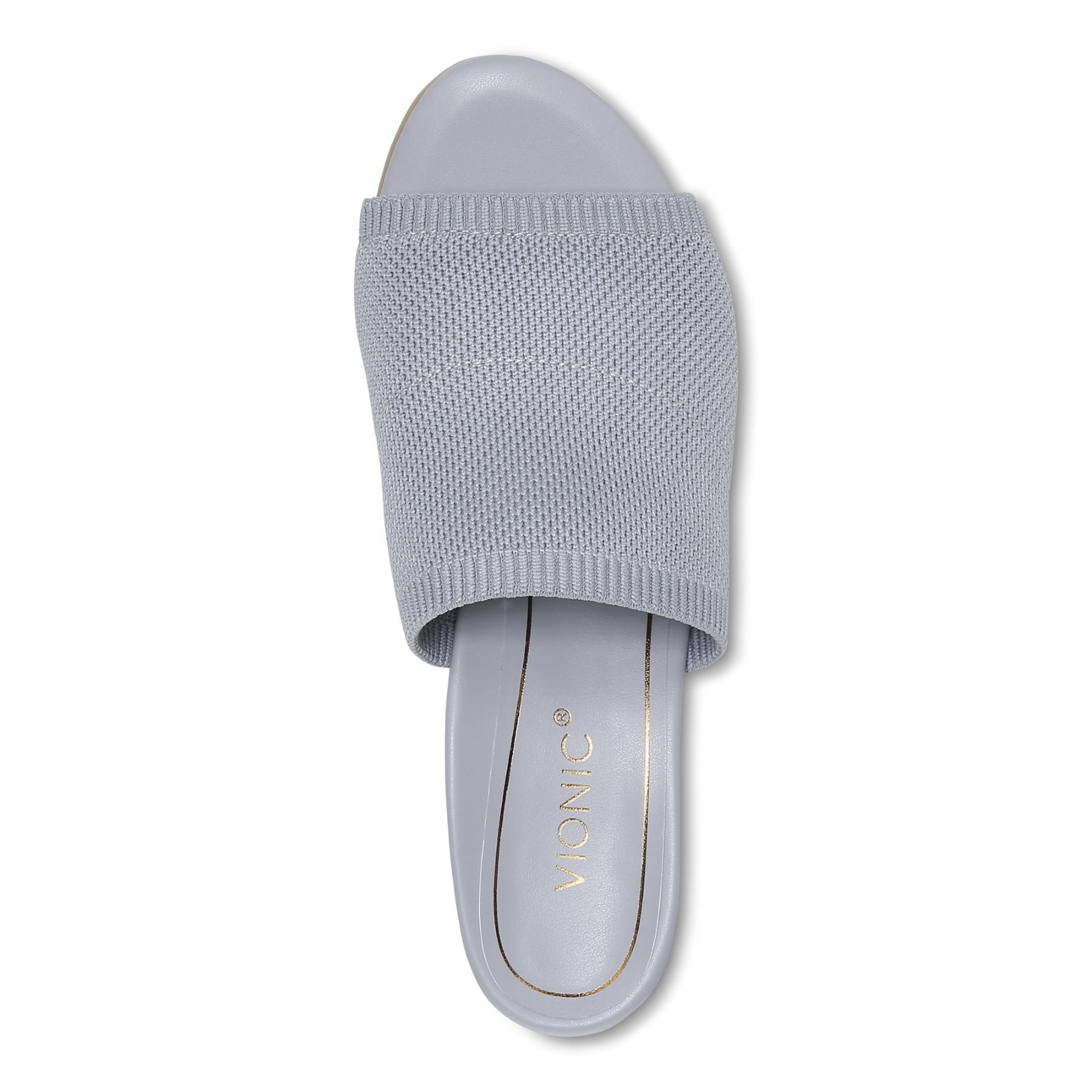 Vionic Fleur Women's Slide Heeled Sandals - Light Grey Knit - Top