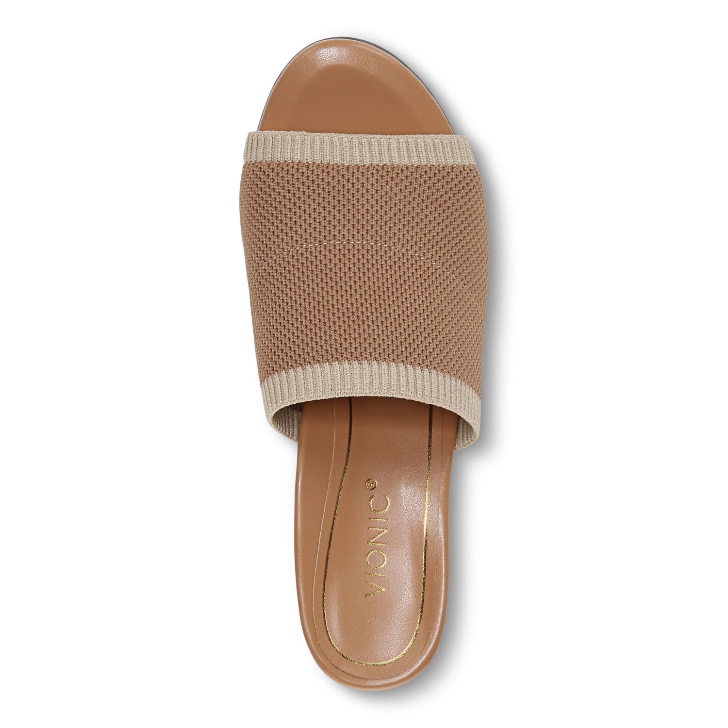 Vionic Fleur Womens Slide Sandals - Toasted Nut Knit - Top