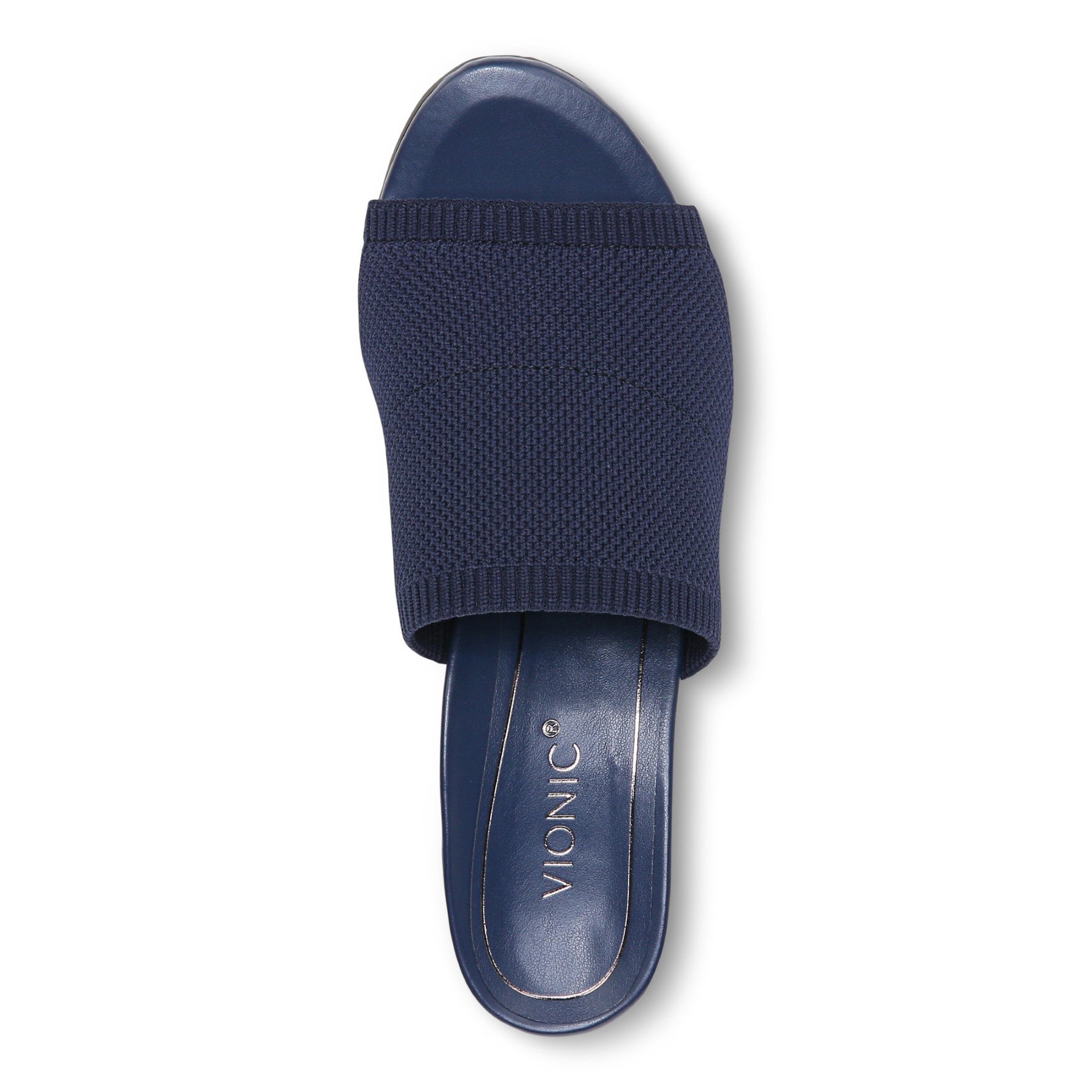 Vionic Fleur Women's Slide Heeled Sandals - Navy Knit - Top