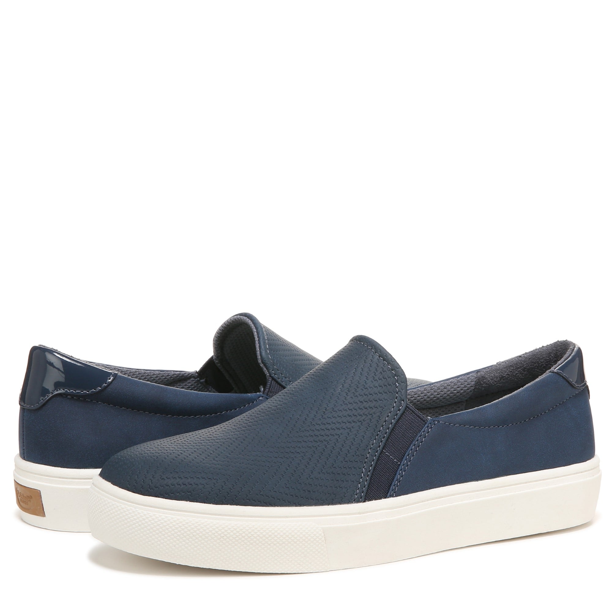 Dr. Scholl's Nova Women's Slip-On Sneaker - Navy Blue Synthetic - pair left angle