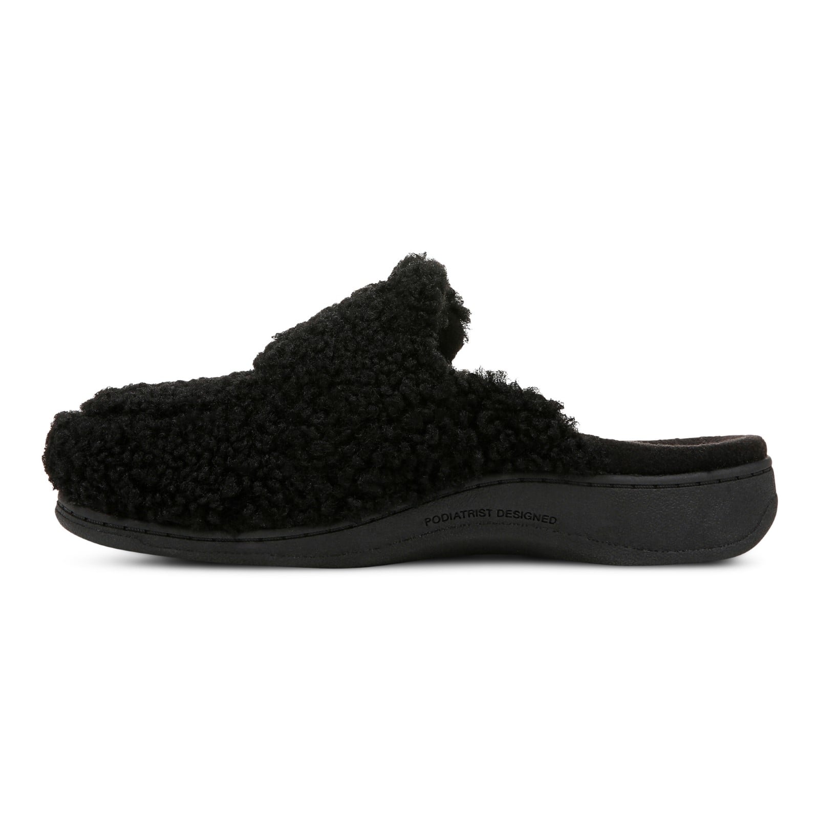 Vionic Gemma Ii womens Mule/Clog Slipper - Black Shearling - Left Side
