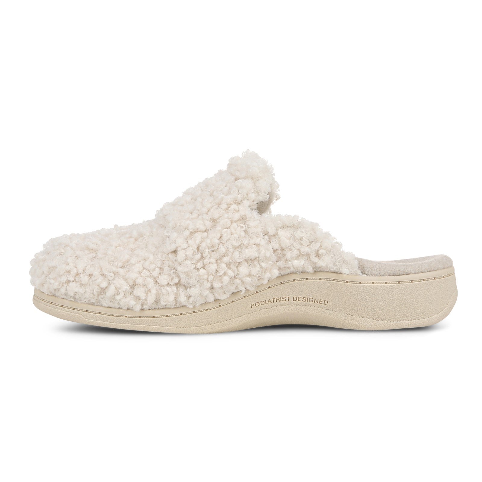 Vionic Gemma Ii womens Mule/Clog Slipper - Cream Shearling - Left Side