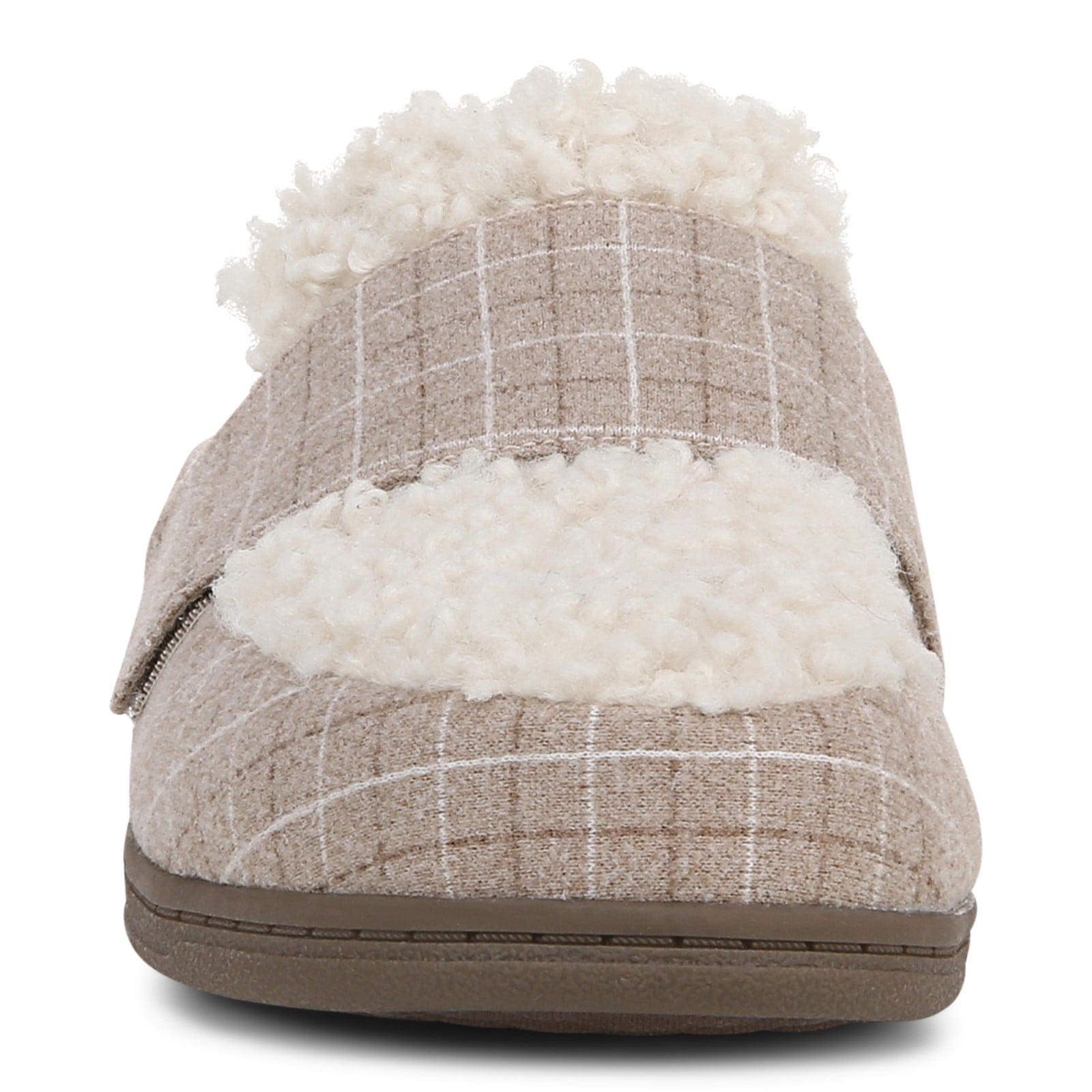 Vionic Gemma Ii womens Mule/Clog Slipper - Cream Plaid - Front