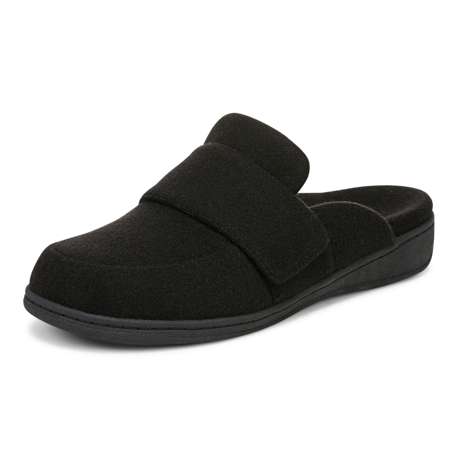 Vionic Gemma II Women's Mule/Clog Slipper - Black Flannel - Left angle
