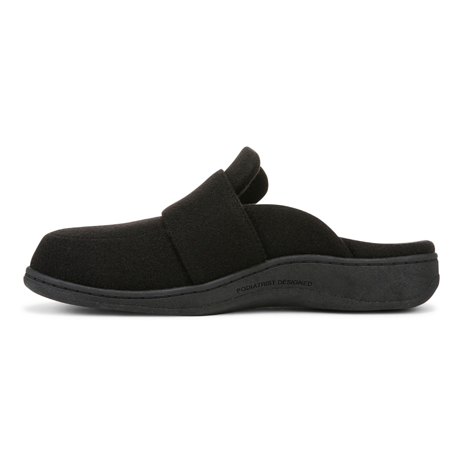 Vionic Gemma II Women's Mule/Clog Slipper - Black Flannel - Left Side
