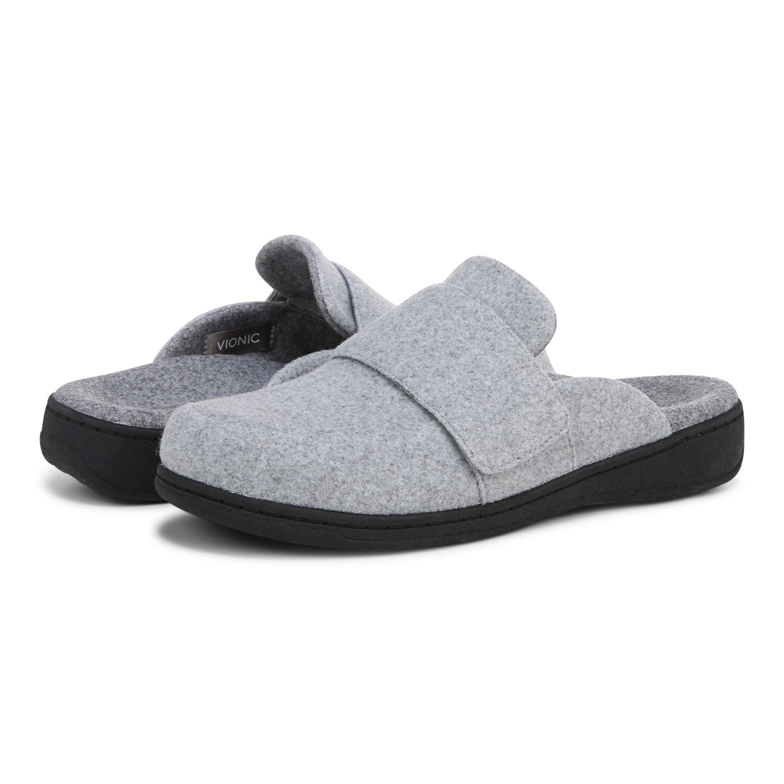 Vionic Gemma Ii womens Mule/Clog Slipper - Light Grey Flannel - pair left angle