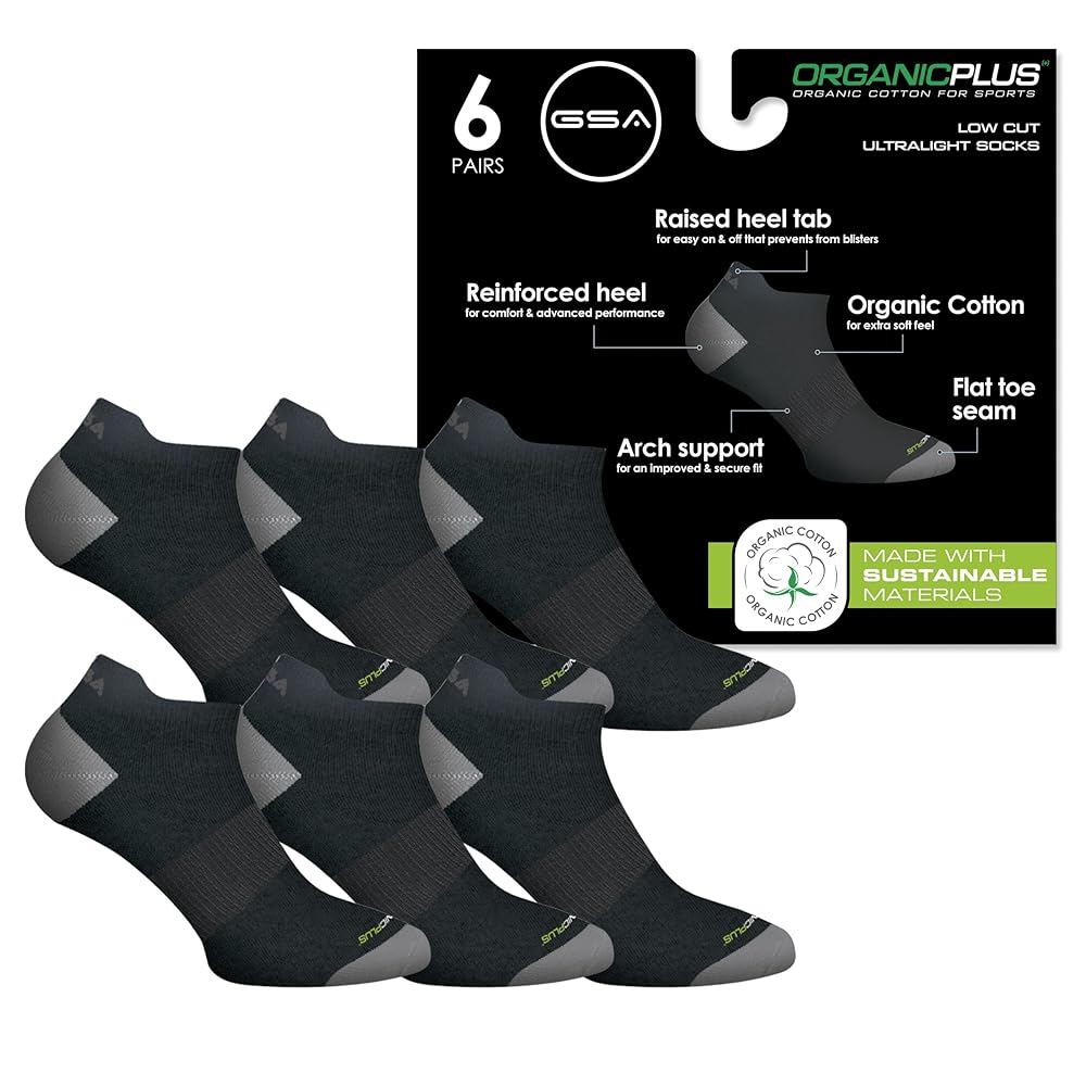 GSA OrganicPlus+ Low Cut Ultralight Men's Socks - Black