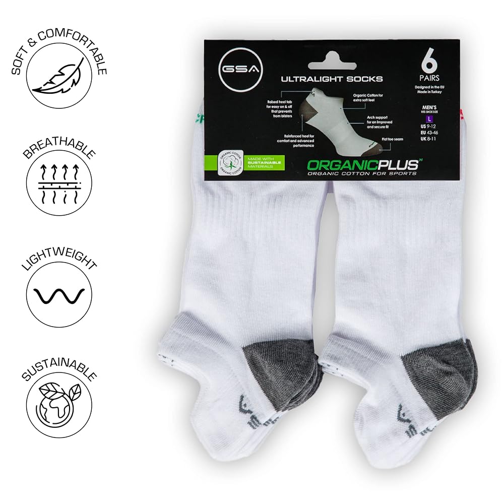 GSA OrganicPlus+ Low Cut Ultralight Men's Socks - White