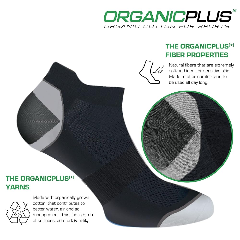 GSA OrganicPlus+ Low Cut Extra Cushioned Men's Socks - Black