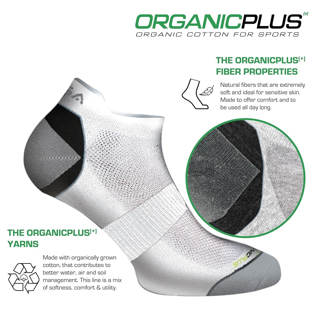 GSA OrganicPlus+ Low Cut Extra Cushioned Men's Socks - White