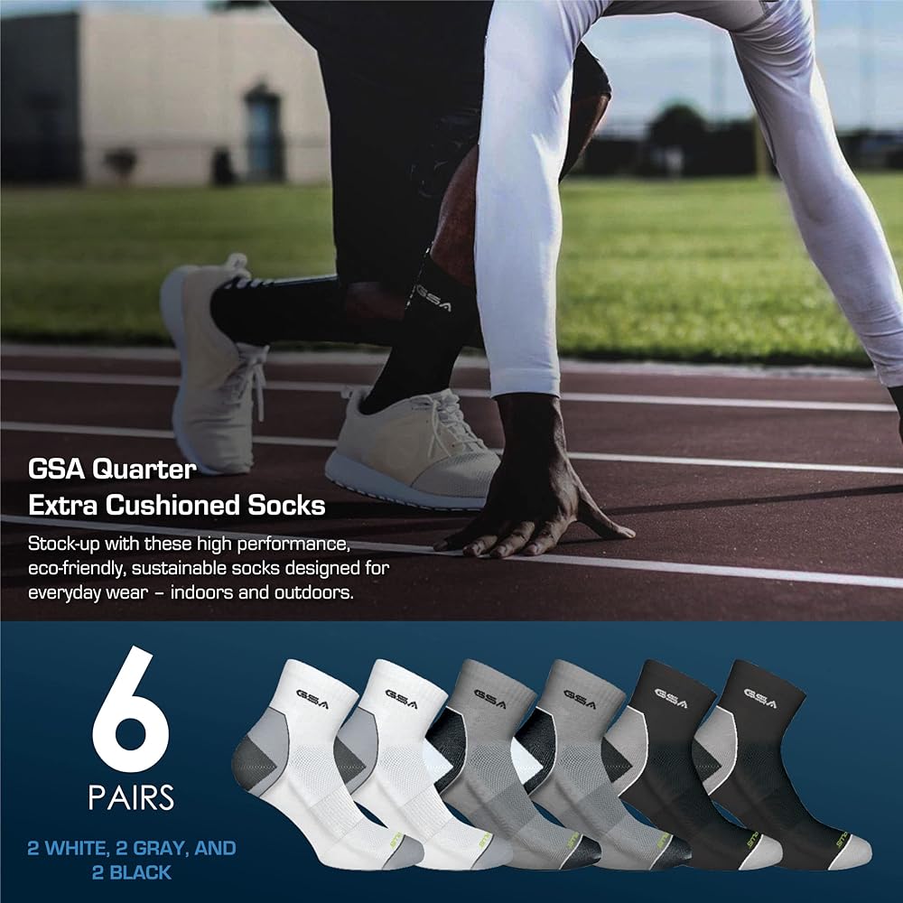 GSA OrganicPlus+ Quarter Extra Cushioned  Men's Socks - Multipack