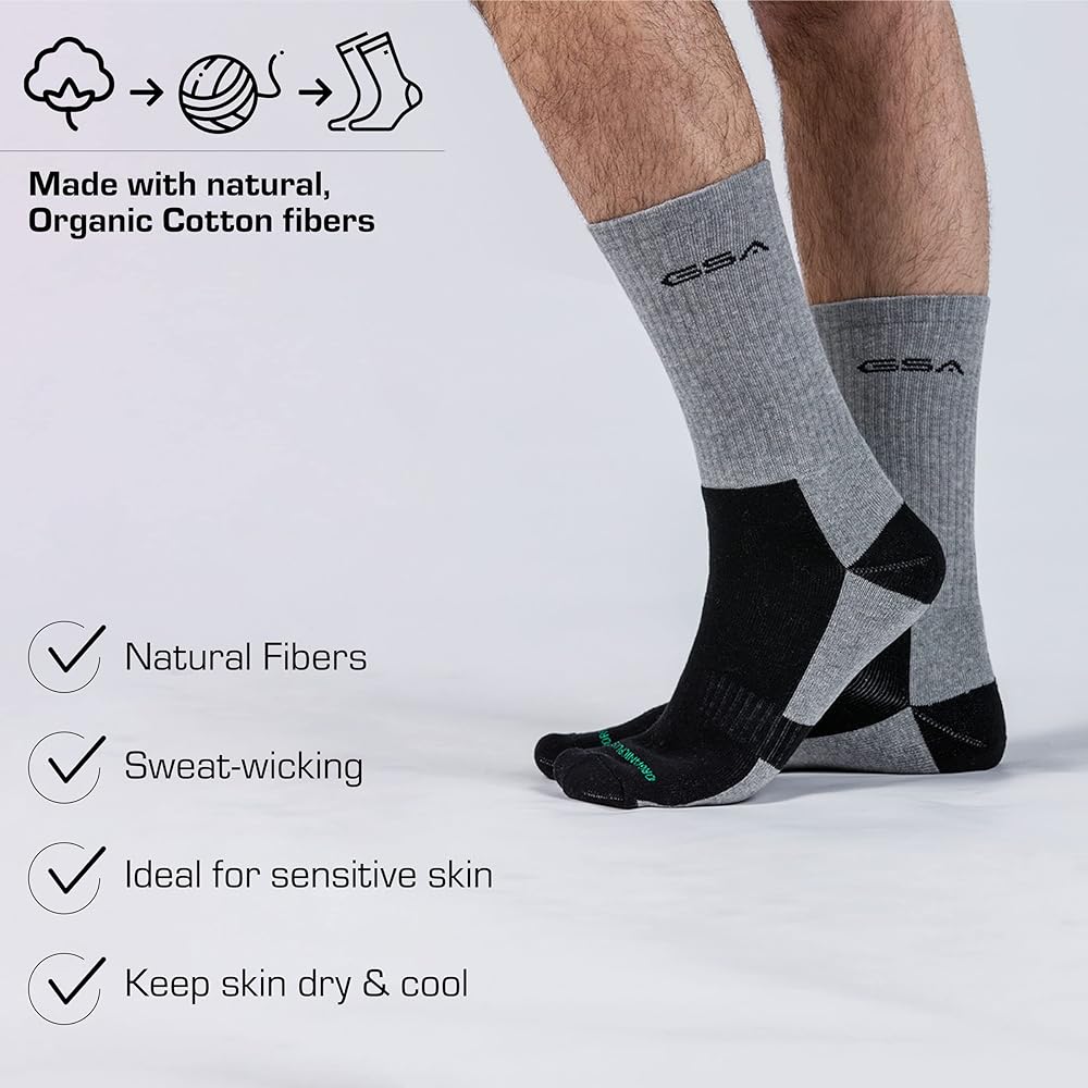 GSA OrganicPlus+ Crew Fully Cushioned Men's Socks - Multipack
