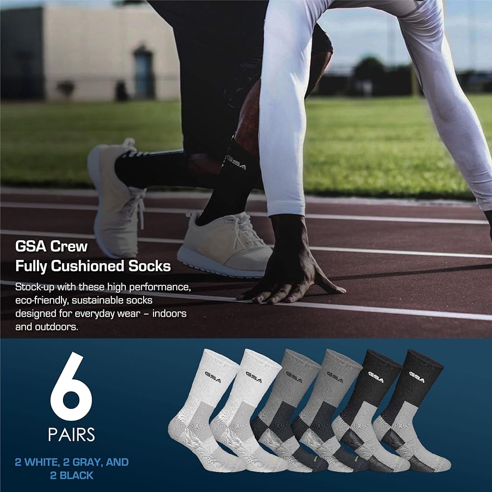 GSA OrganicPlus+ Crew Fully Cushioned Men's Socks - Multipack