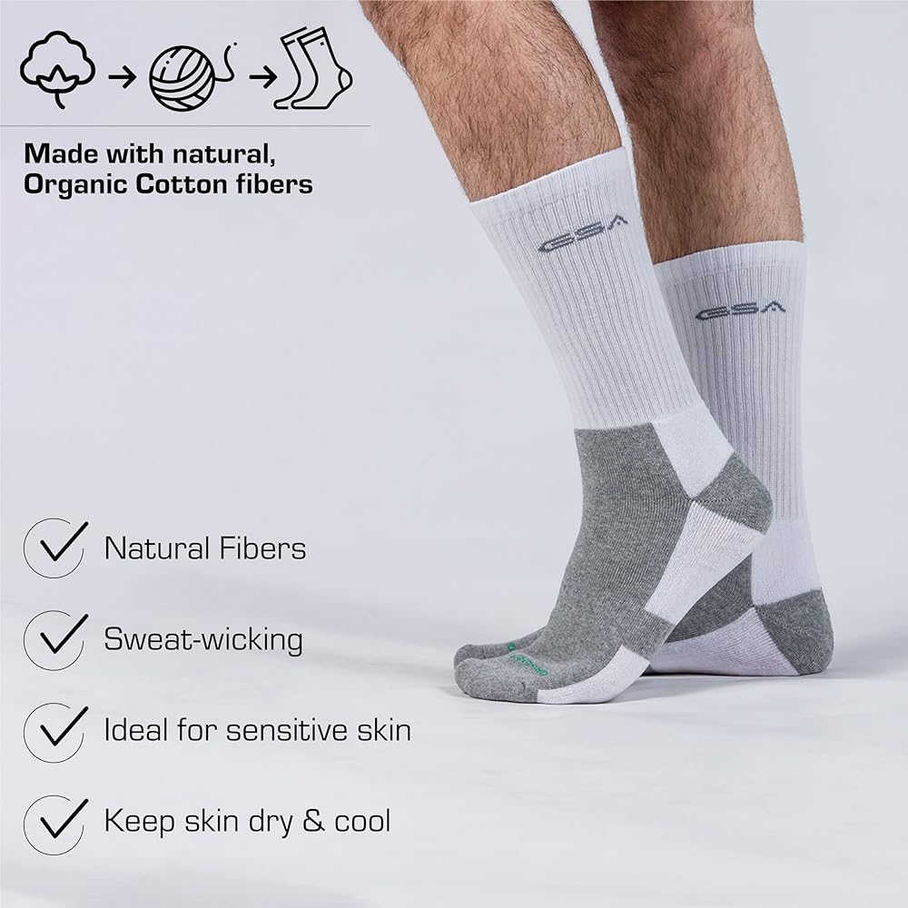 GSA OrganicPlus+ Crew Fully Cushioned Men's Socks - White