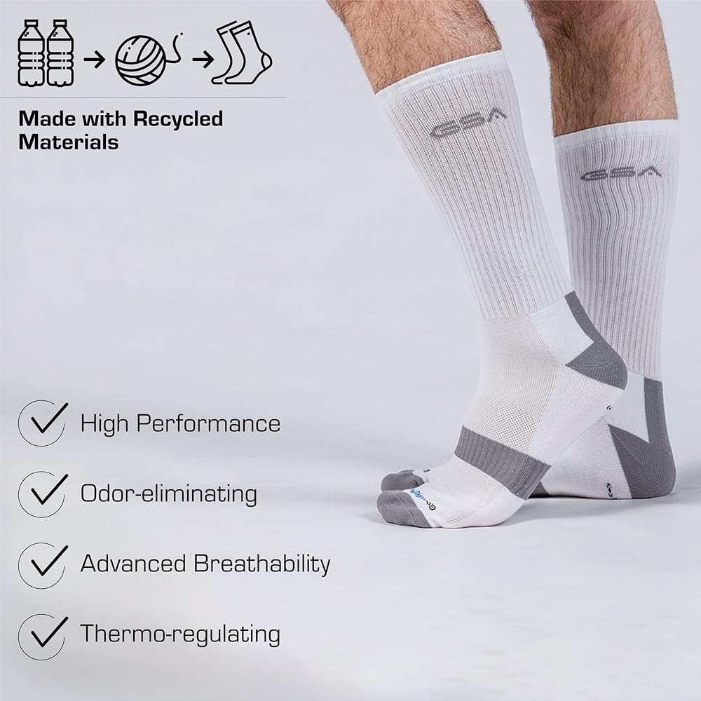 GSA Bamboo+  Crew Semi Cushioned Men's Socks - Black/White/Grey