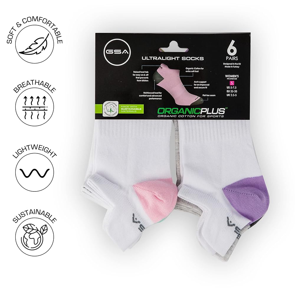 GSA OrganicPlus+ Low Cut Ultralight Women's Socks - White