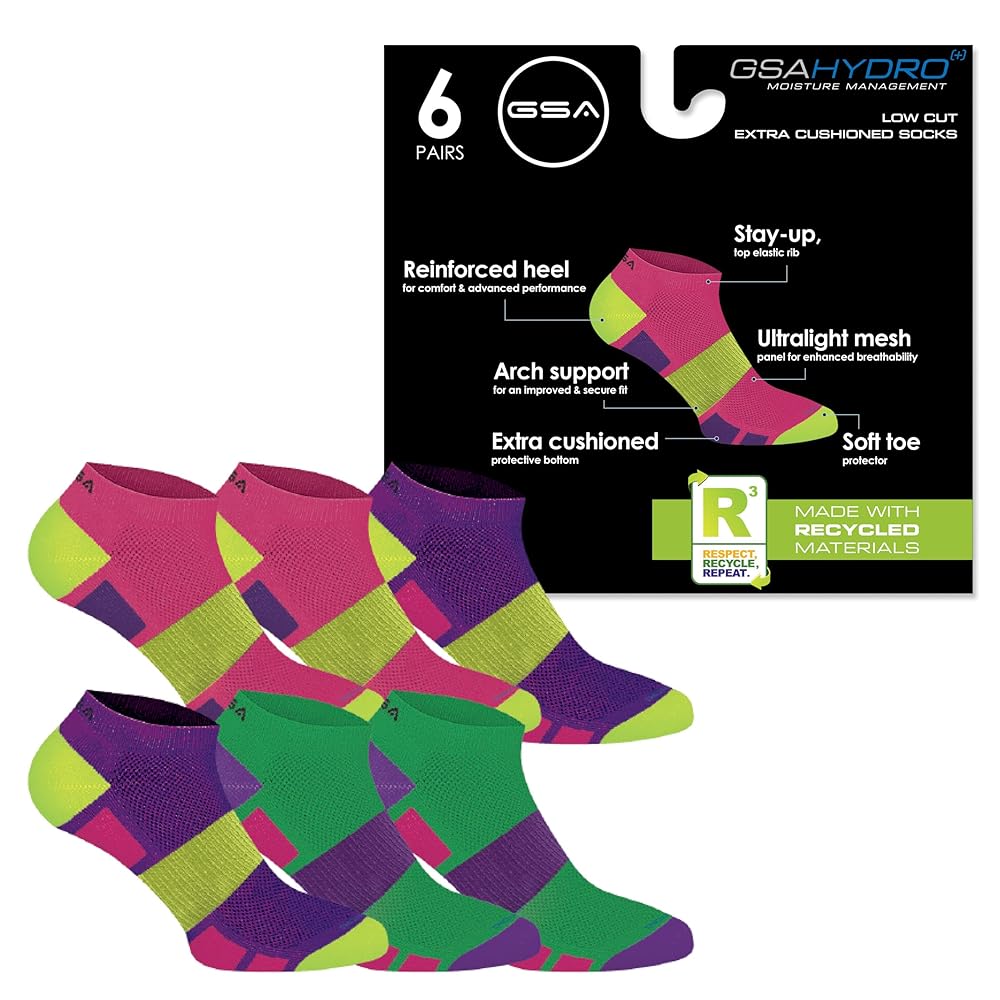 GSA Hydro+ Low Cut Extra Cushioned Women's Socks - 6 pairs